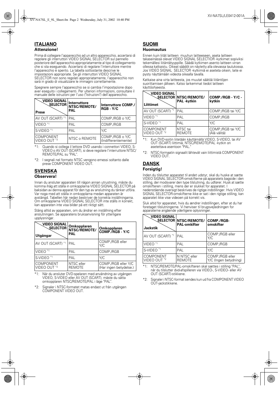 JVC XV-NA7SL User Manual | Page 82 / 82