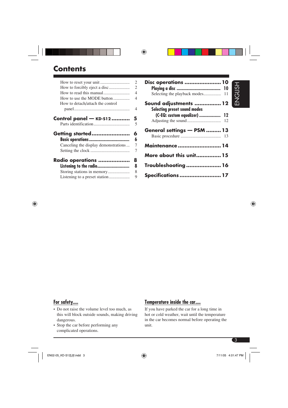 JVC KD-S12 User Manual | Page 3 / 34