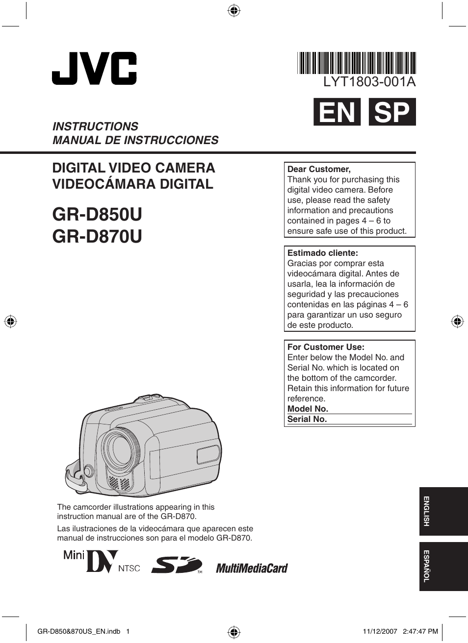 JVC GR-D850U User Manual | 104 pages