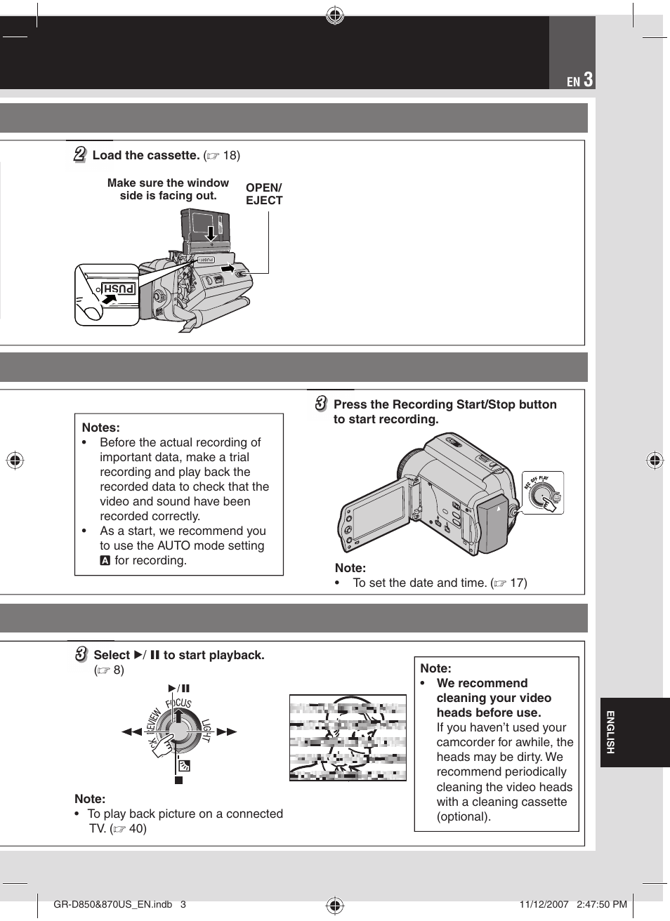 JVC GR-D850U User Manual | Page 3 / 104