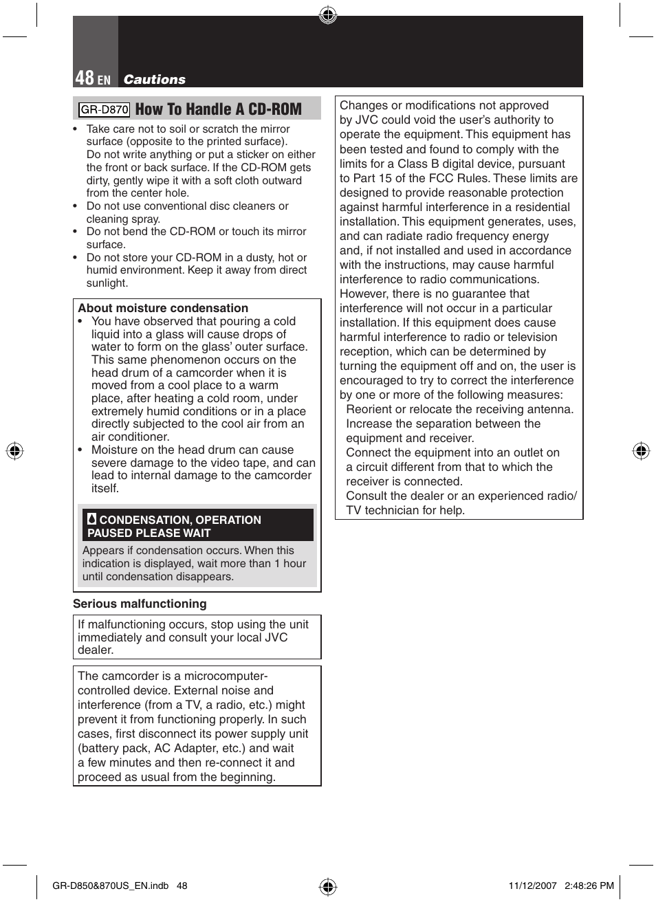 How to handle a cd-rom | JVC GR-D850U User Manual | Page 48 / 104