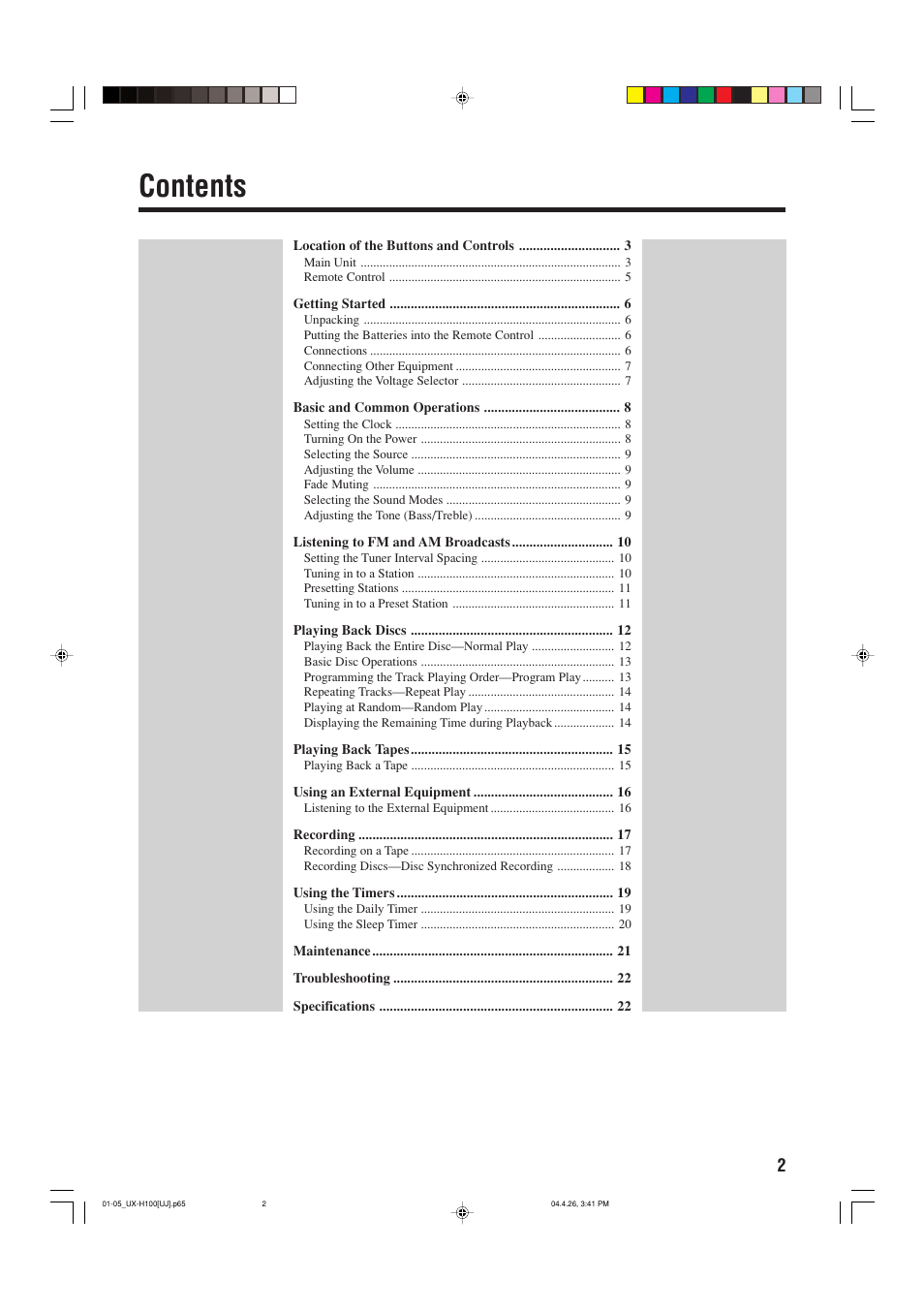 JVC UX-H100 User Manual | Page 5 / 28