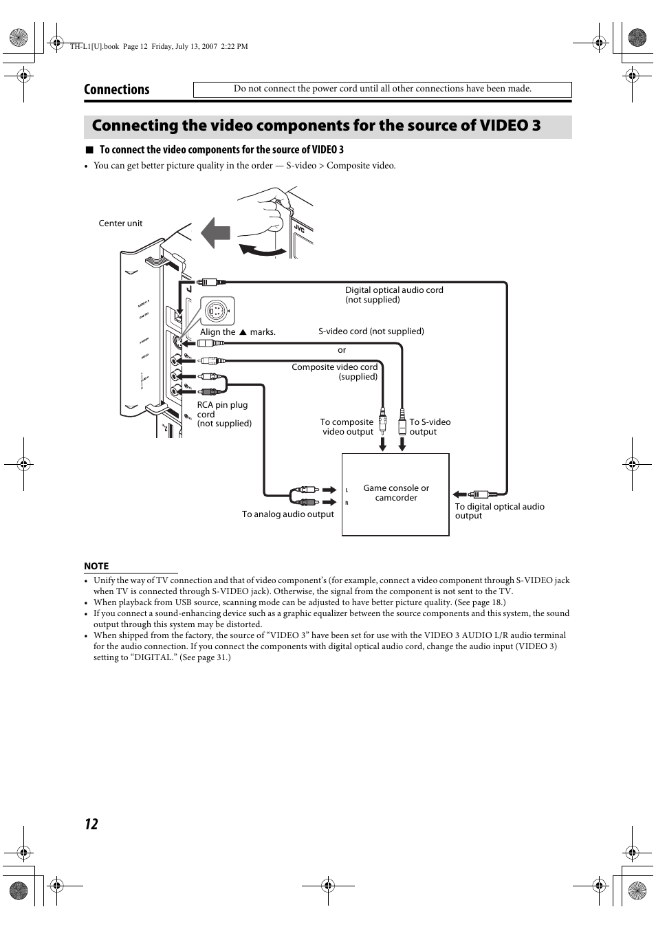 Connections | JVC SP-THL1W User Manual | Page 14 / 36