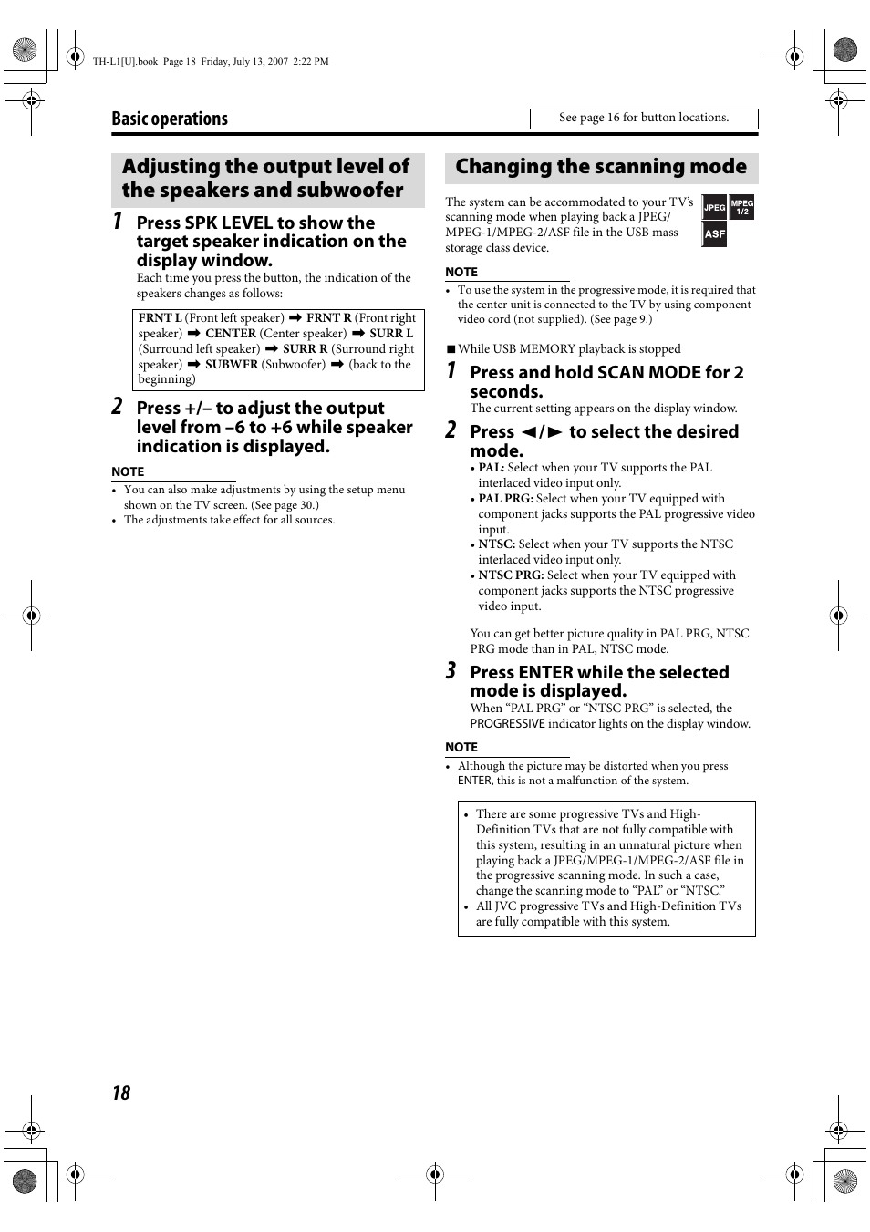 Changing the scanning mode, Basic operations | JVC SP-THL1W User Manual | Page 20 / 36