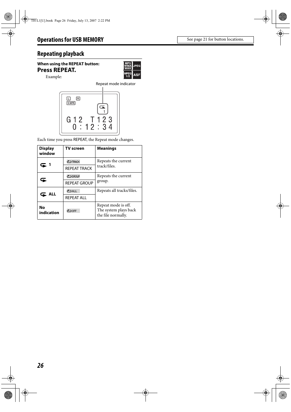 Press repeat | JVC SP-THL1W User Manual | Page 28 / 36