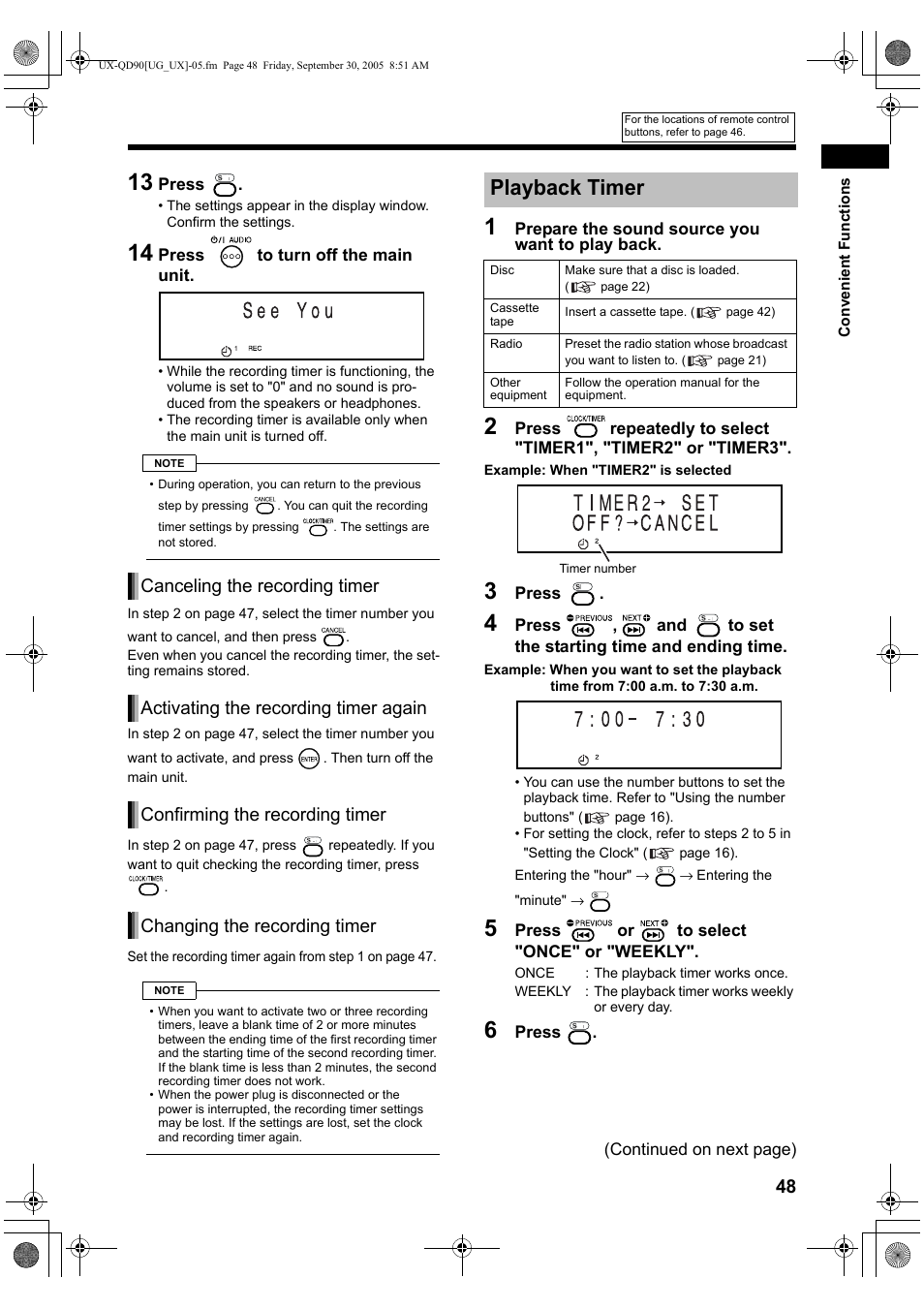 Playback timer | JVC UXQD90S User Manual | Page 109 / 116