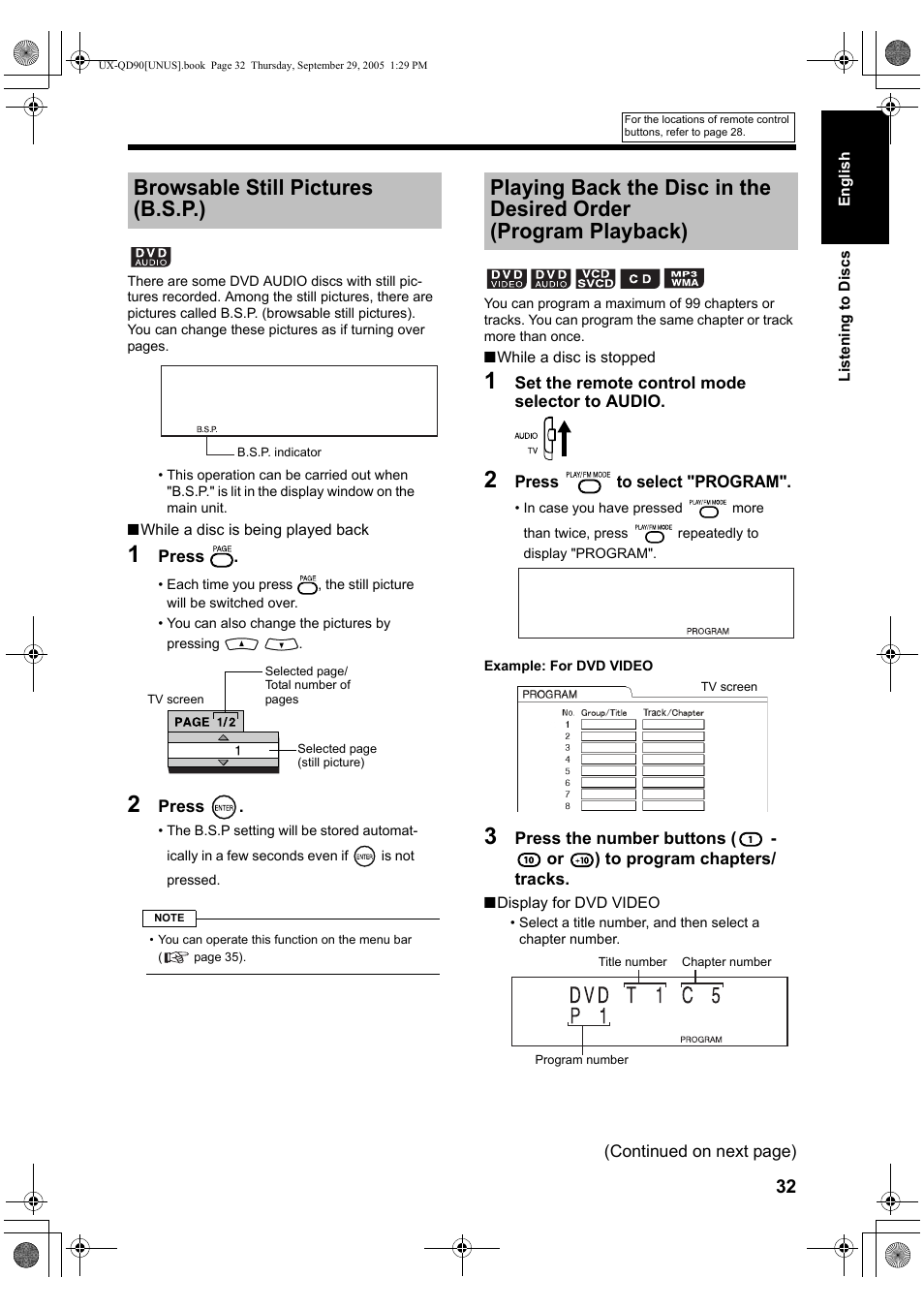 Browsable still pictures (b.s.p.) | JVC UXQD90S User Manual | Page 35 / 116