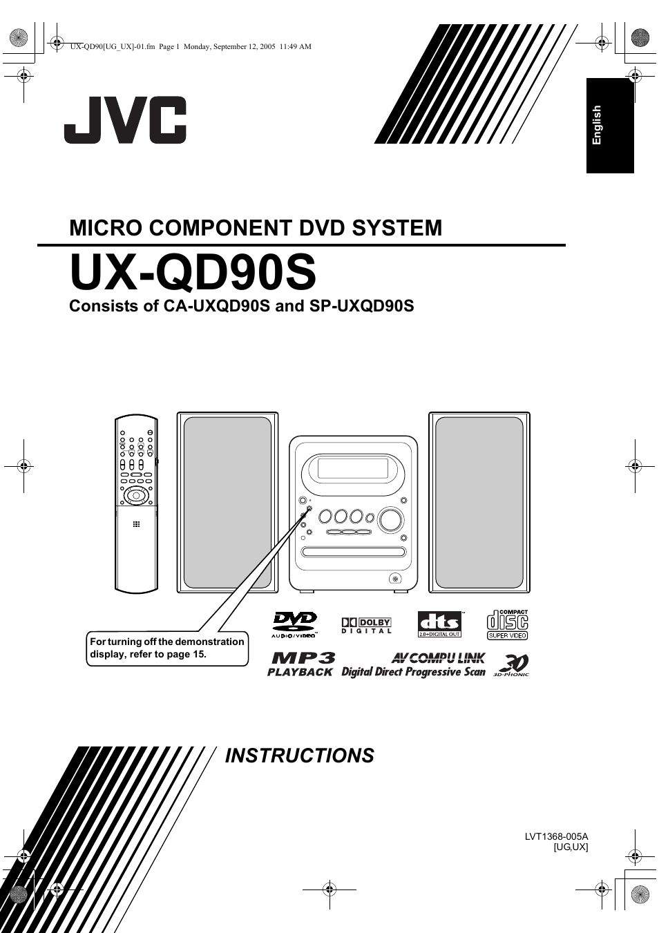 Ux-qd90s, Micro component dvd system | JVC UXQD90S User Manual | Page 59 / 116