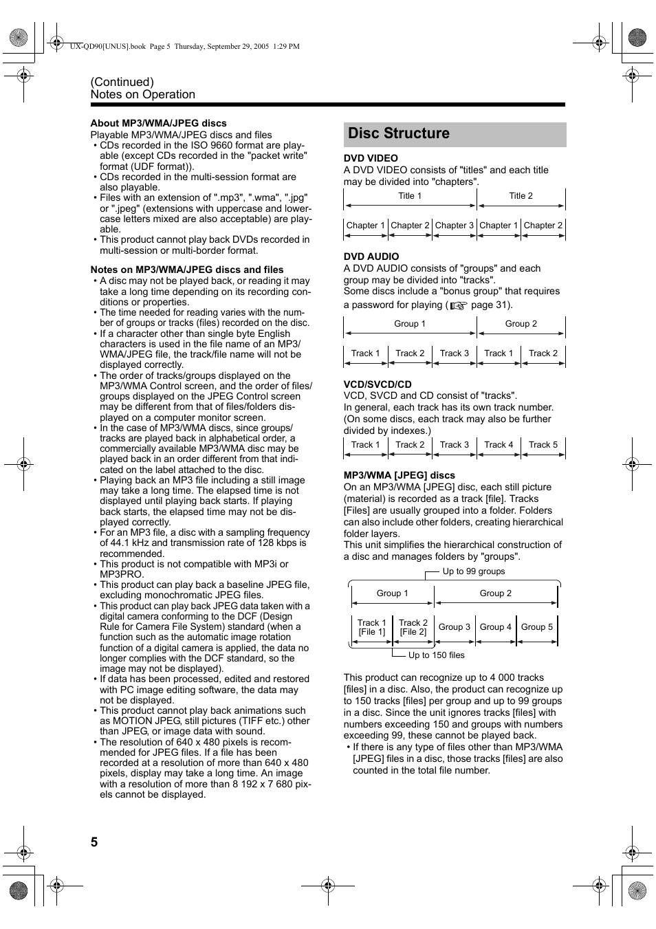 Disc structure | JVC UXQD90S User Manual | Page 8 / 116