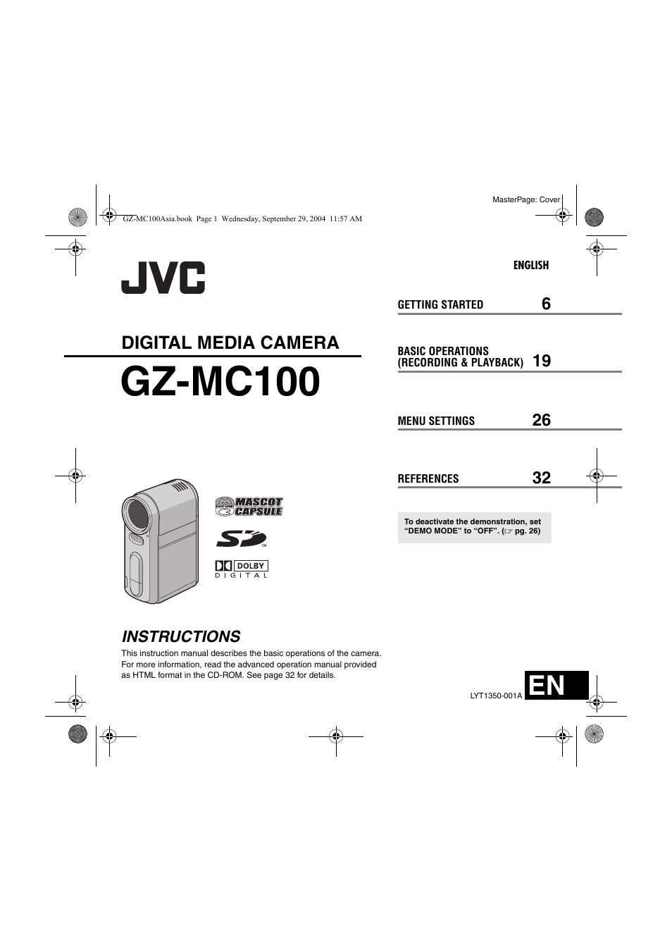 JVC Everio GZ-MC100 User Manual | 44 pages