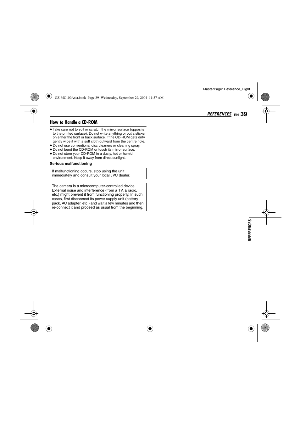 How to handle a cd-rom | JVC Everio GZ-MC100 User Manual | Page 39 / 44