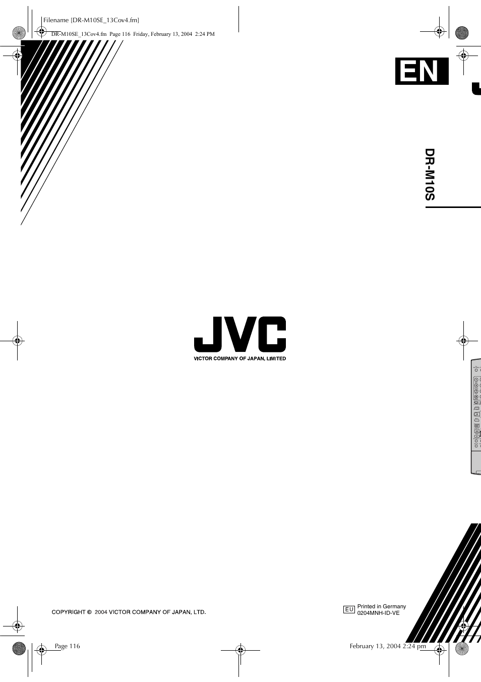 Dr-m10s | JVC DR-M10S User Manual | Page 116 / 116