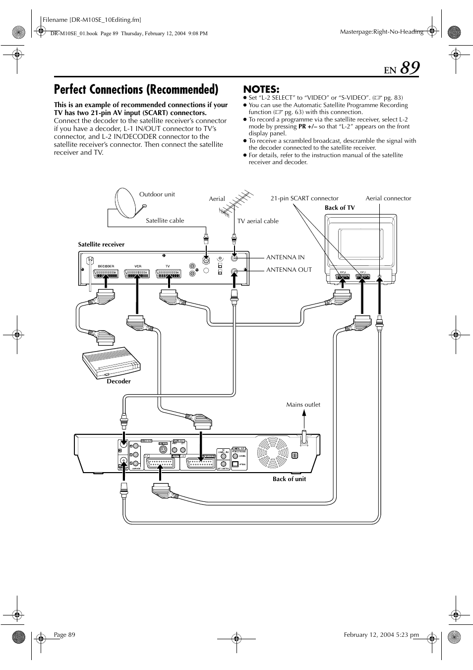 Perfect connections (recommended) | JVC DR-M10S User Manual | Page 89 / 116