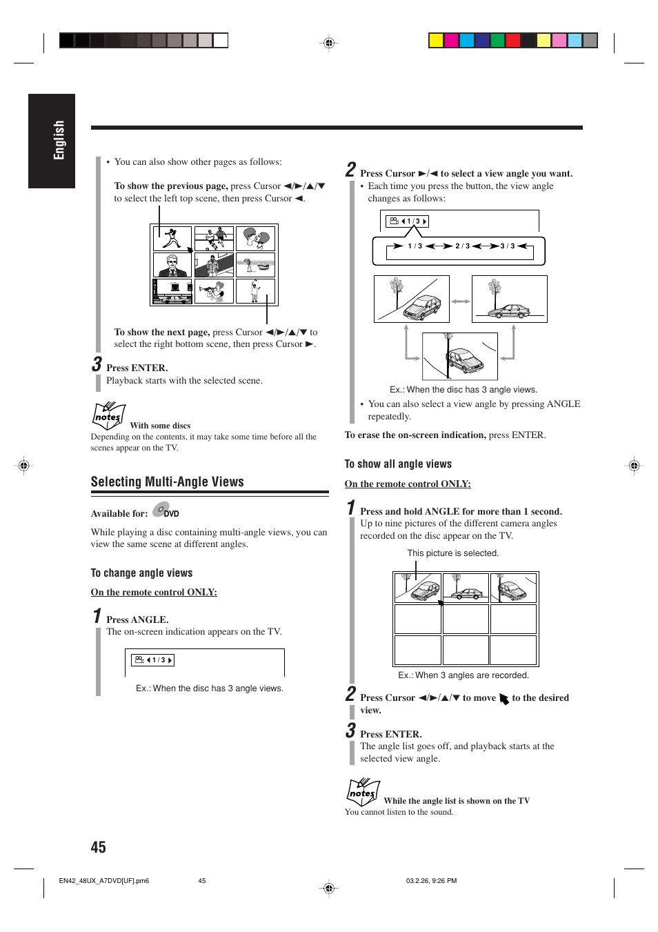 English, Selecting multi-angle views | JVC 0303MWMMDWJEM User Manual | Page 48 / 76