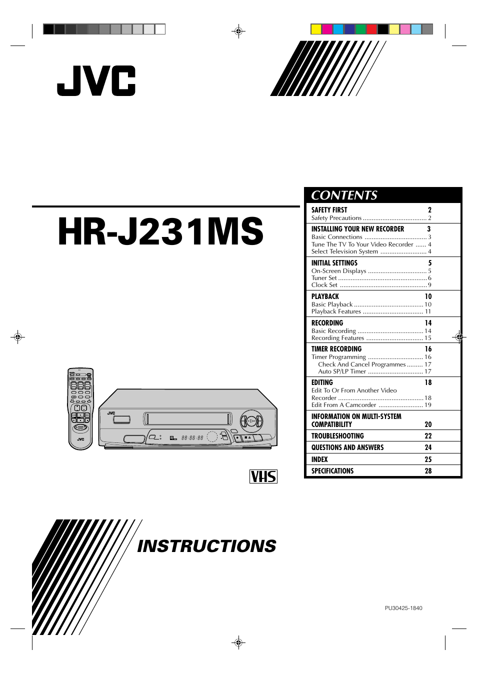 JVC HR-J231MS User Manual | 28 pages