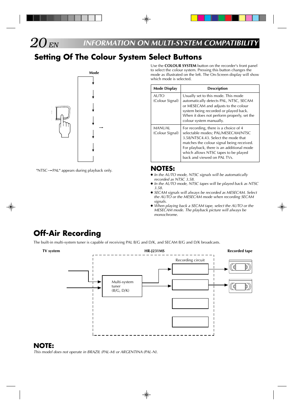 Off-air recording | JVC HR-J231MS User Manual | Page 20 / 28