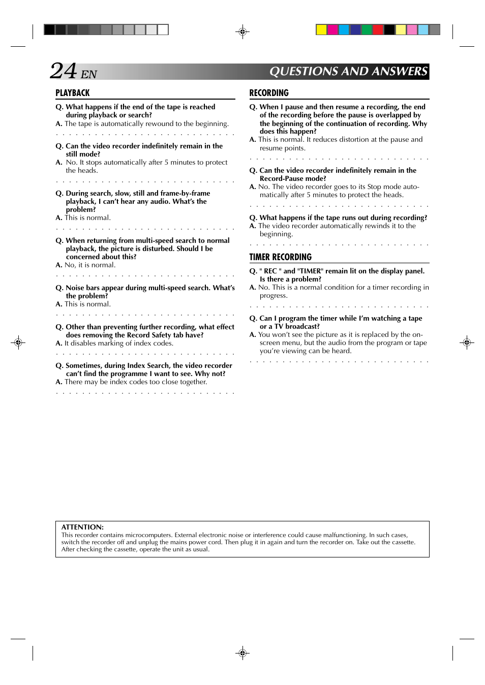 Questions and answers | JVC HR-J231MS User Manual | Page 24 / 28