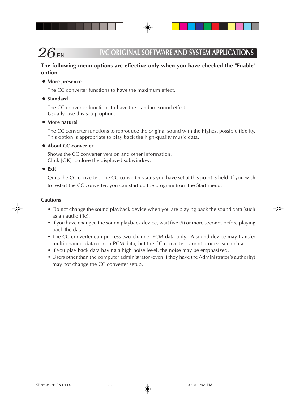 Jvc original software and system applications | JVC MP-XP7210GB User Manual | Page 26 / 90