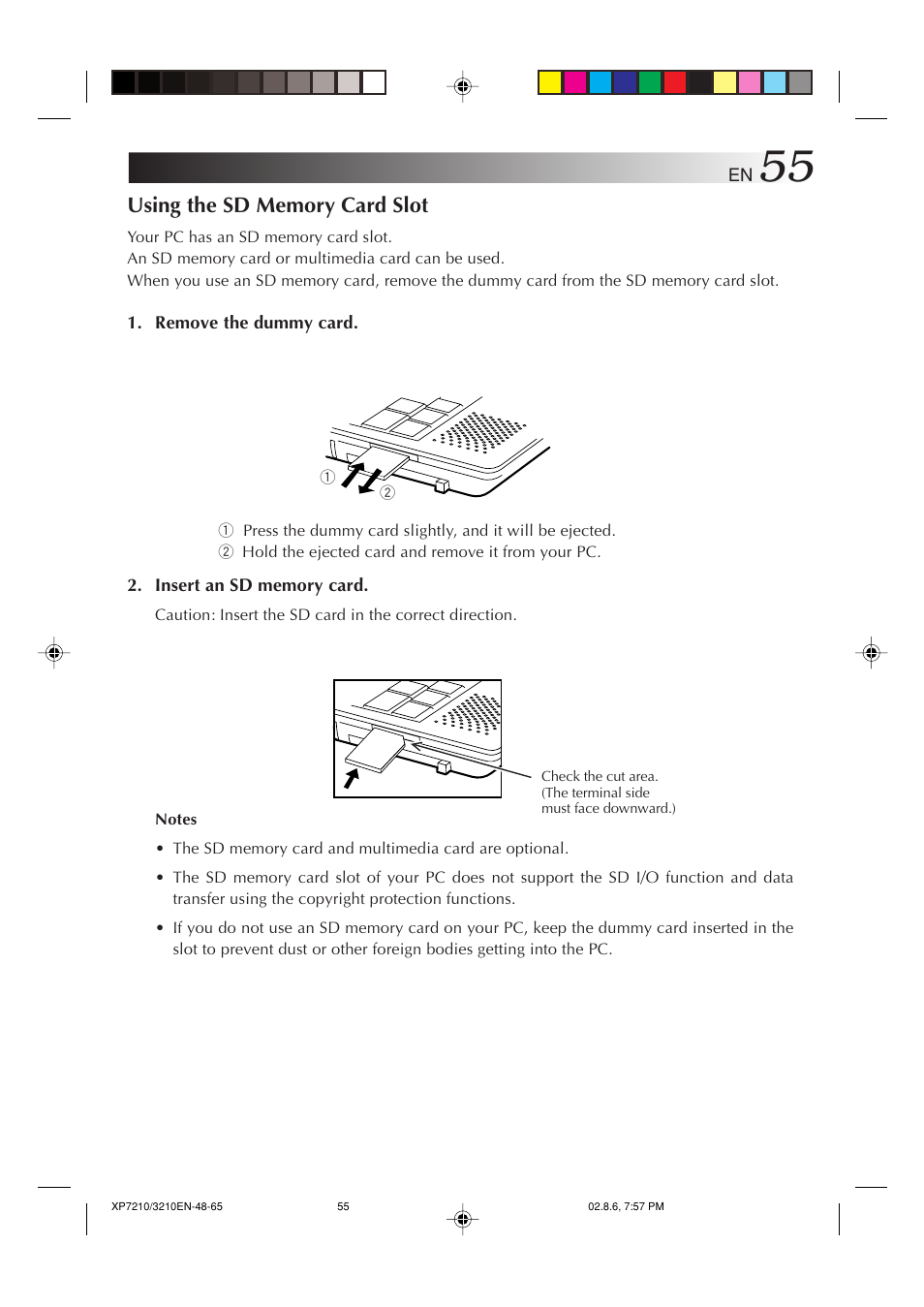 Using the sd memory card slot | JVC MP-XP7210GB User Manual | Page 55 / 90