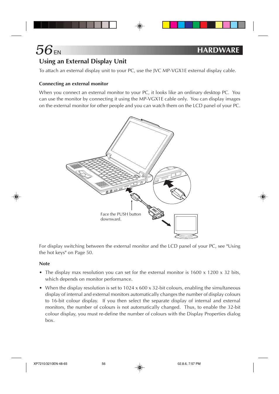 Using an external display unit, Hardware | JVC MP-XP7210GB User Manual | Page 56 / 90