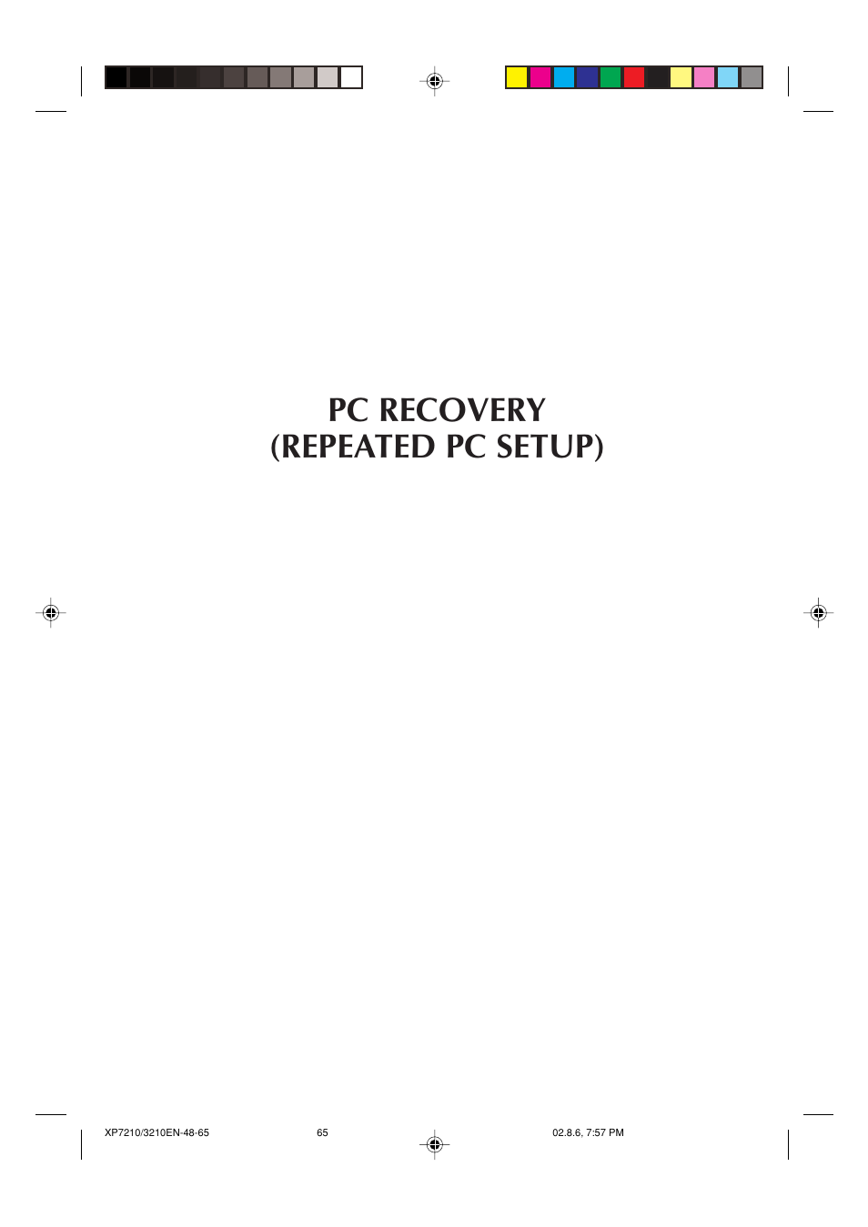 Pc recovery (repeated pc setup) | JVC MP-XP7210GB User Manual | Page 65 / 90