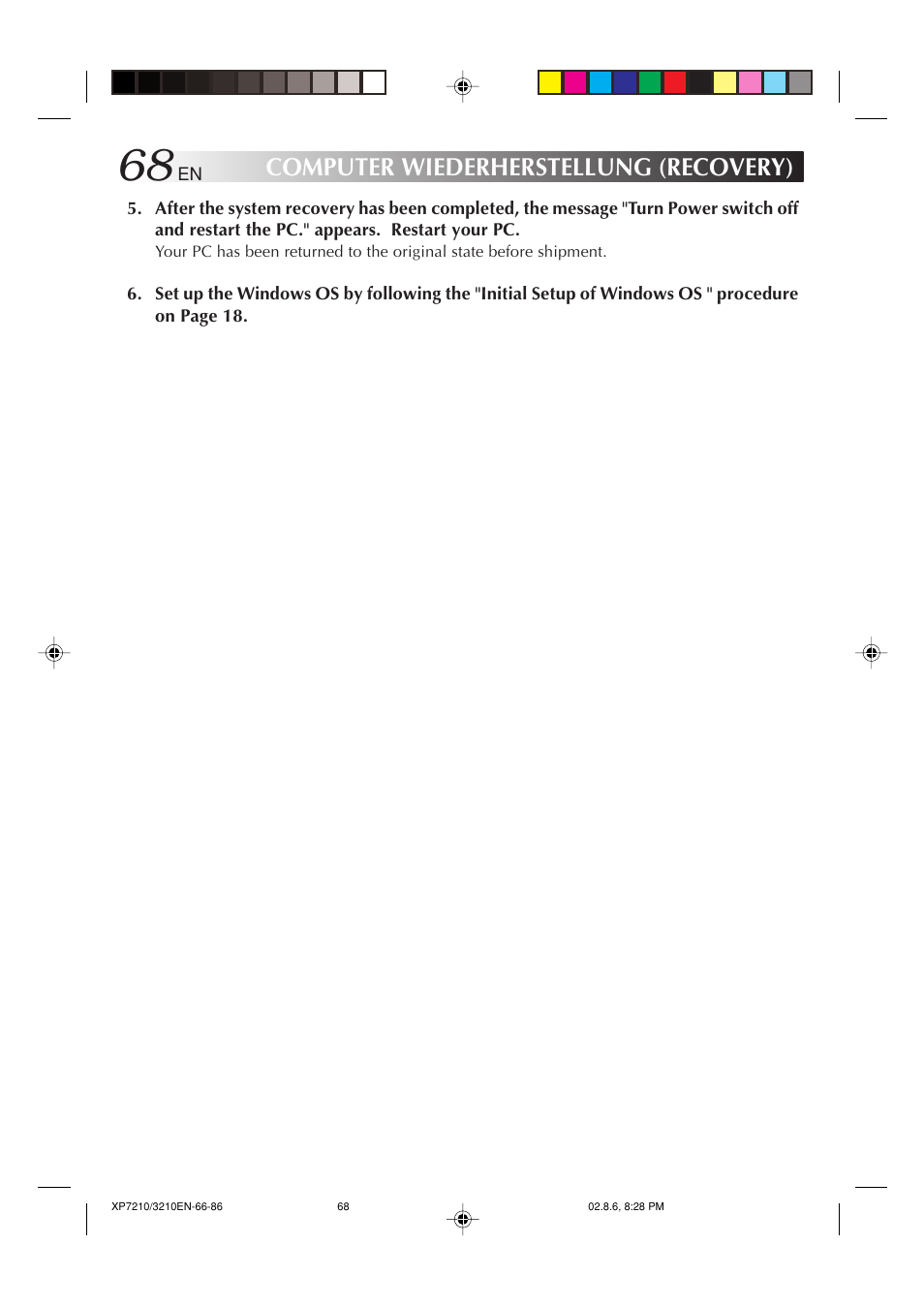 Computer wiederherstellung (recovery) | JVC MP-XP7210GB User Manual | Page 68 / 90