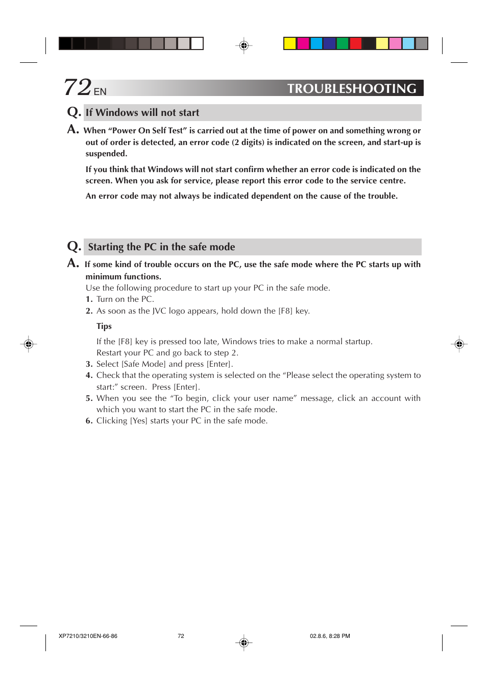 Troubleshooting q | JVC MP-XP7210GB User Manual | Page 72 / 90