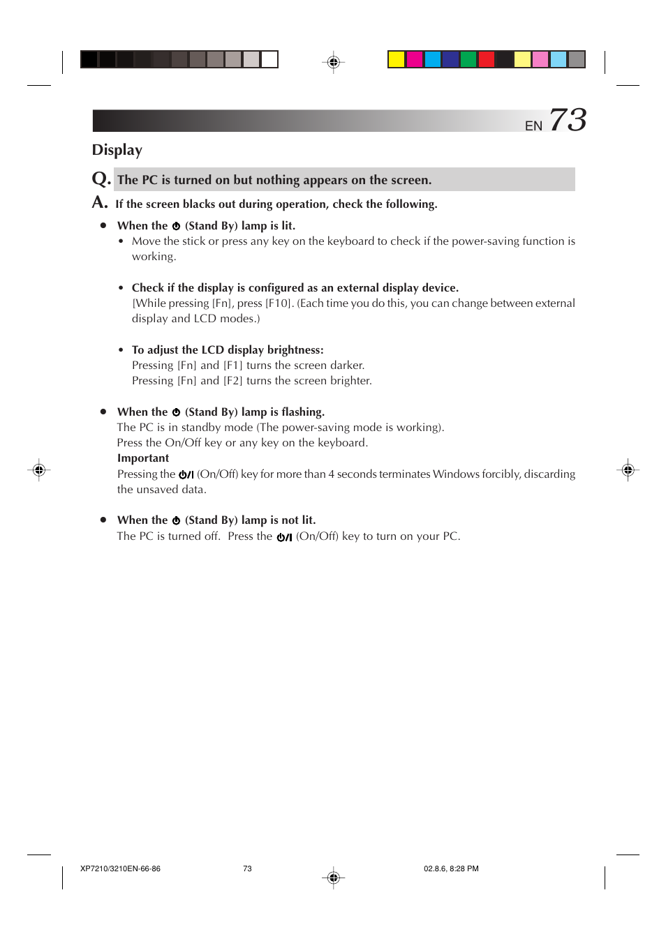 Display | JVC MP-XP7210GB User Manual | Page 73 / 90