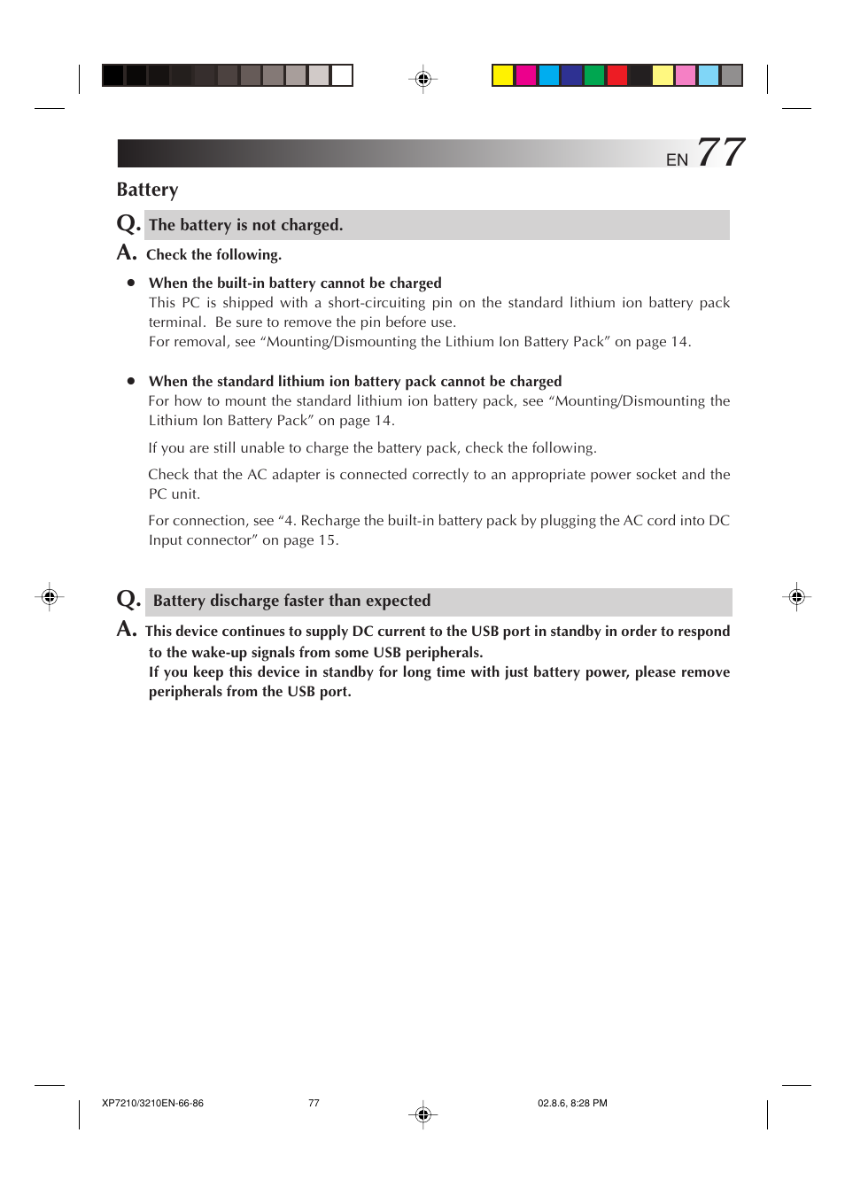 Battery | JVC MP-XP7210GB User Manual | Page 77 / 90