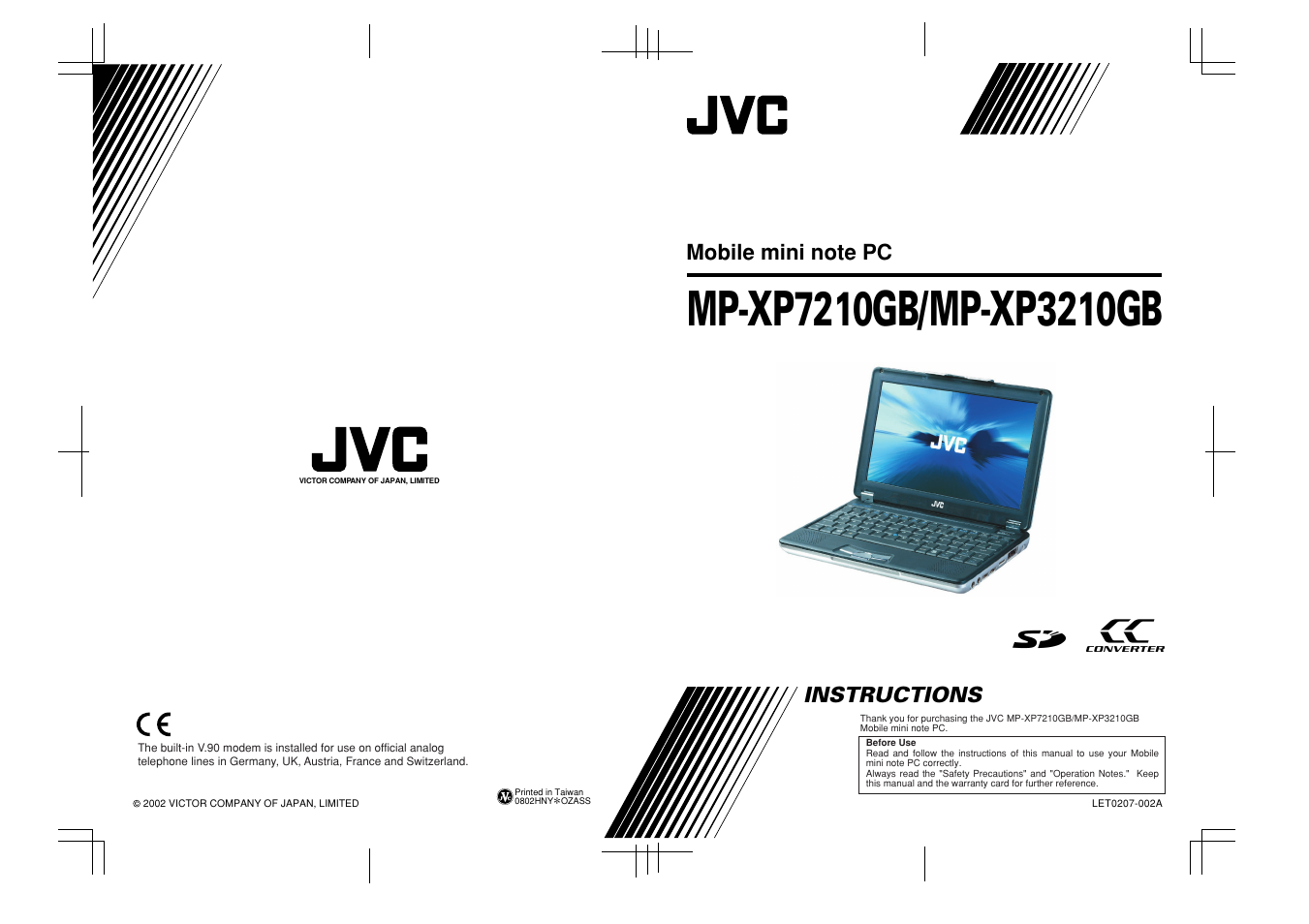 Back, Instructions | JVC MP-XP7210GB User Manual | Page 90 / 90