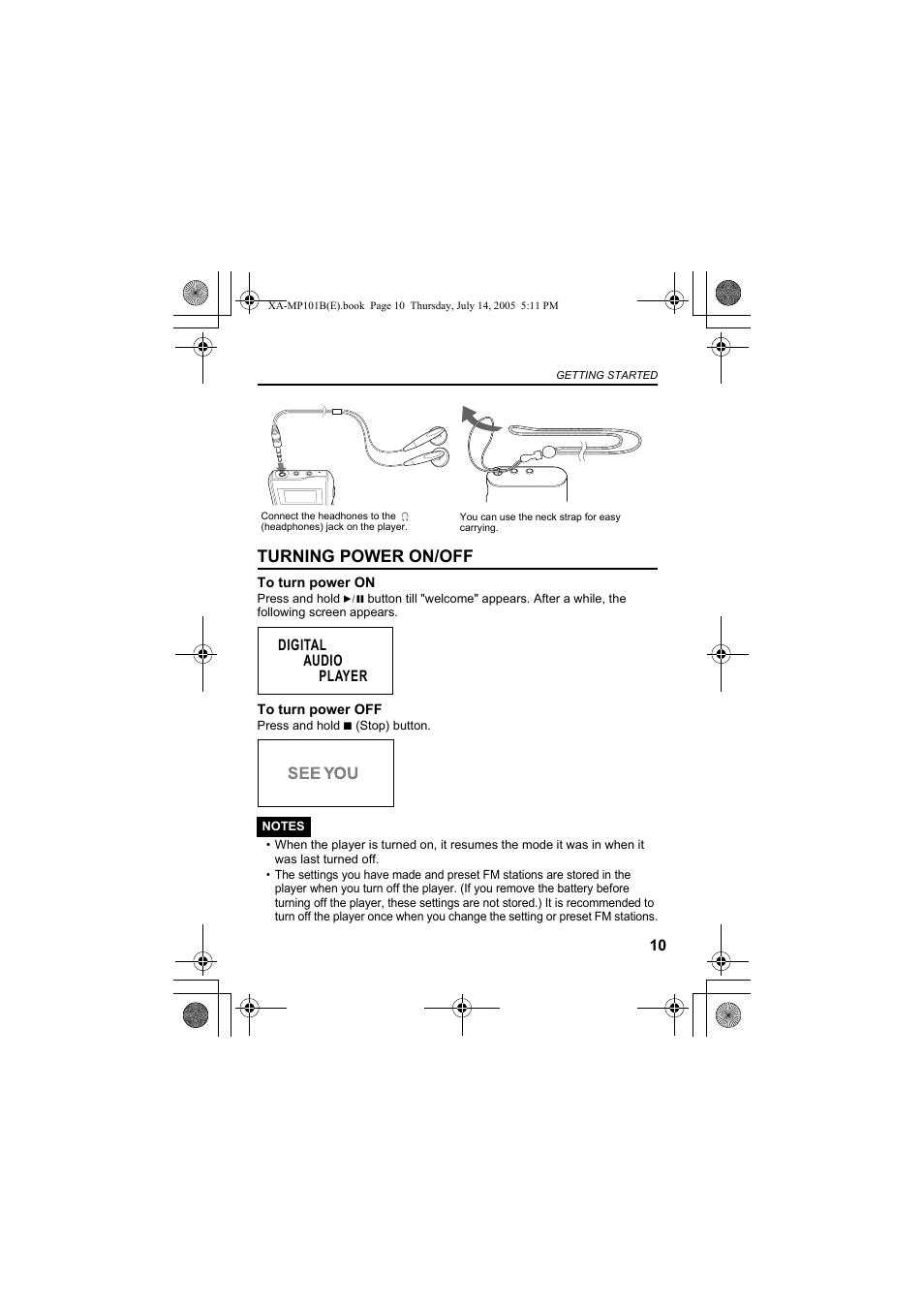 Turning power on/off | JVC XA-MP101B/W User Manual | Page 11 / 40