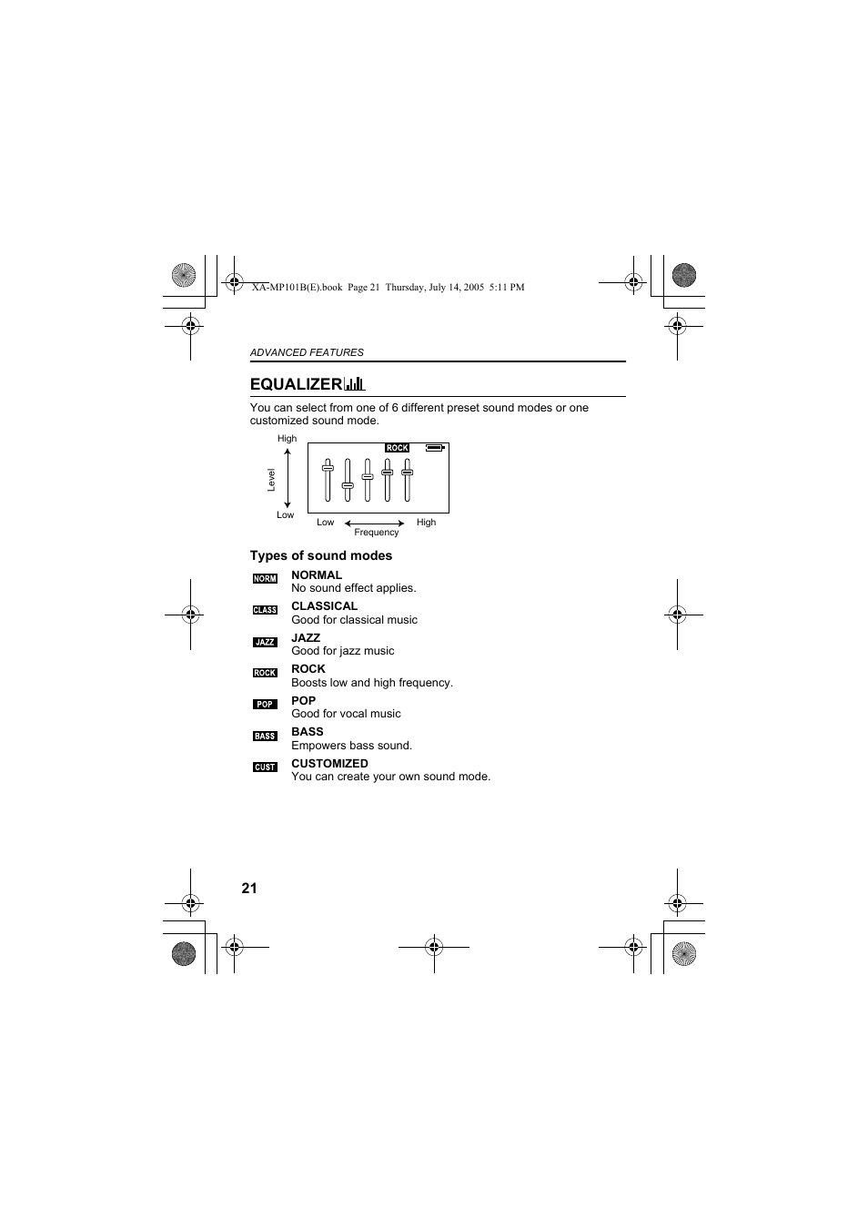 Equalizer | JVC XA-MP101B/W User Manual | Page 22 / 40