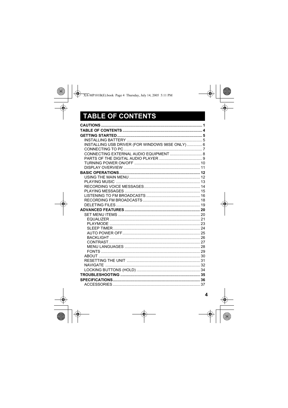 JVC XA-MP101B/W User Manual | Page 5 / 40