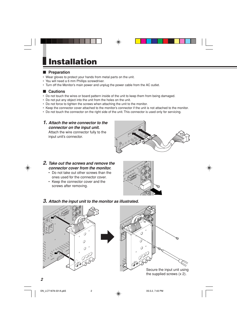 Installation | JVC Multi-Format SDI Unit IF-C151HDG User Manual | Page 3 / 8