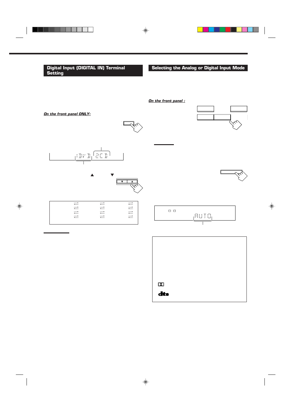 Digital input (digital in) terminal setting, Selecting the analog or digital input mode | JVC RX-6010RBK  EN User Manual | Page 17 / 36