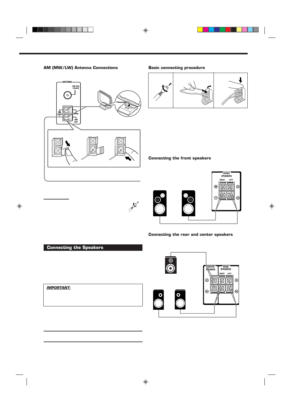 Connecting the speakers | JVC RX-6010RBK  EN User Manual | Page 7 / 36