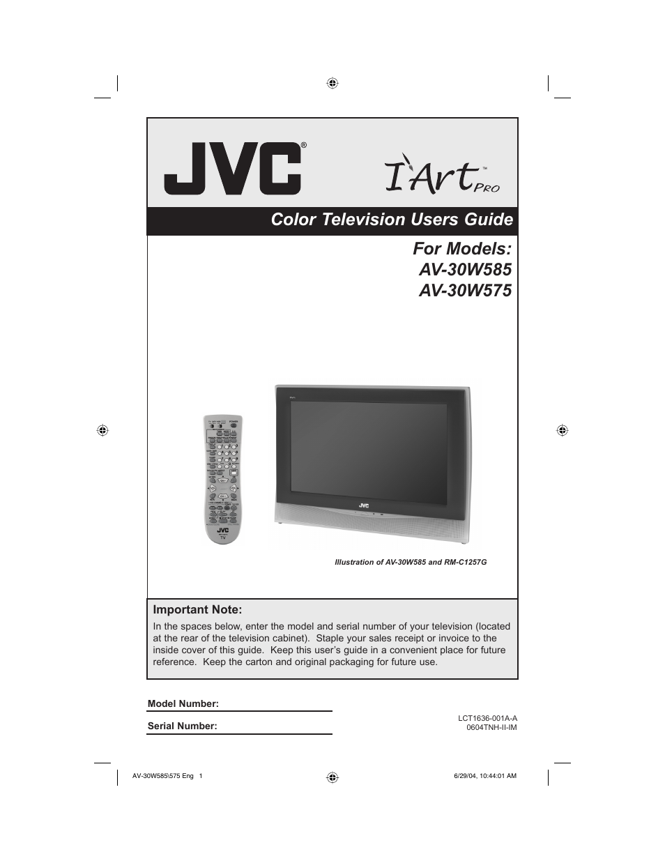 JVC AV 30W575 User Manual | 72 pages