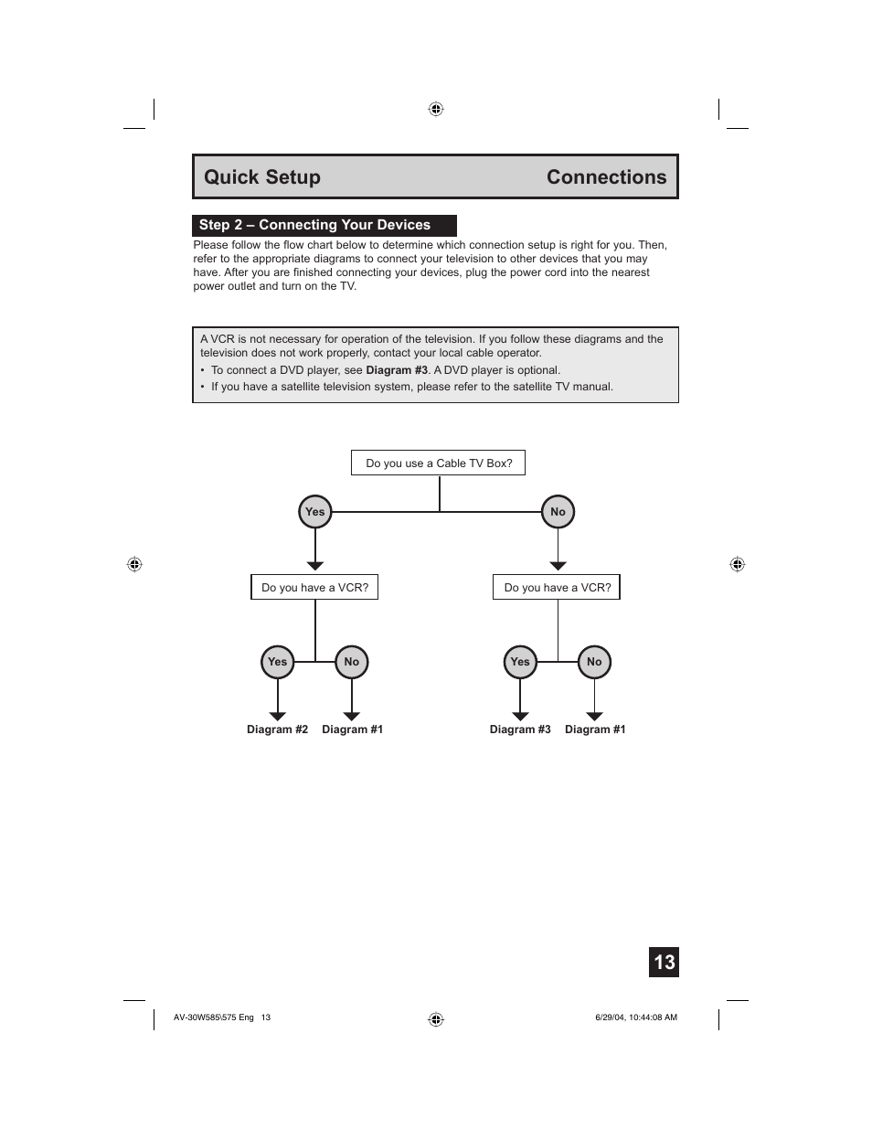13 quick setup connections | JVC AV 30W575 User Manual | Page 13 / 72