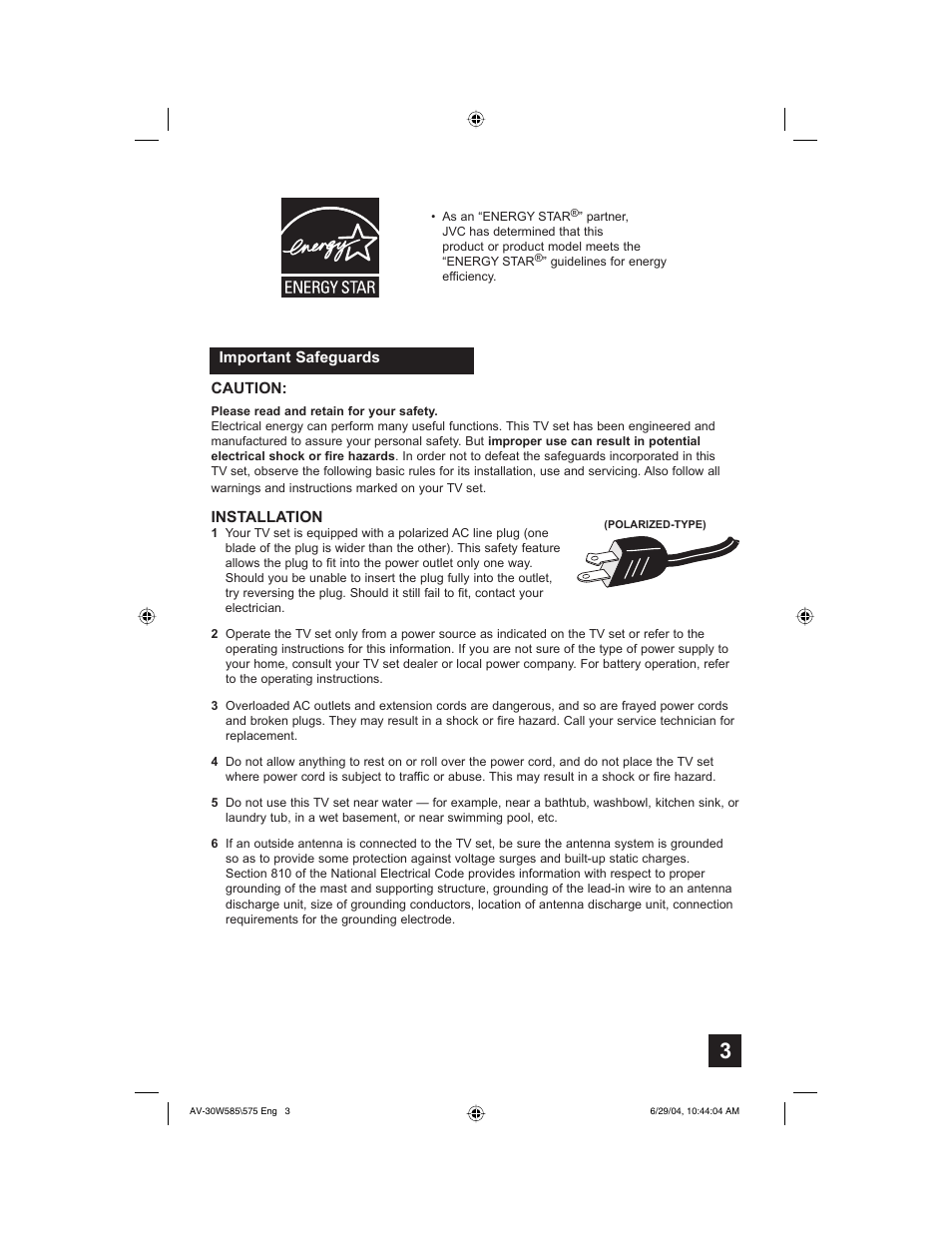 JVC AV 30W575 User Manual | Page 3 / 72