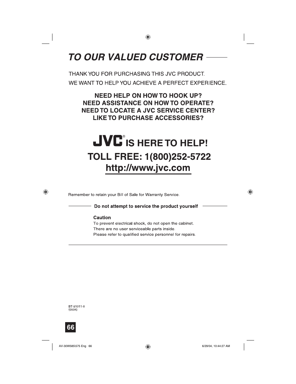 JVC AV 30W575 User Manual | Page 66 / 72