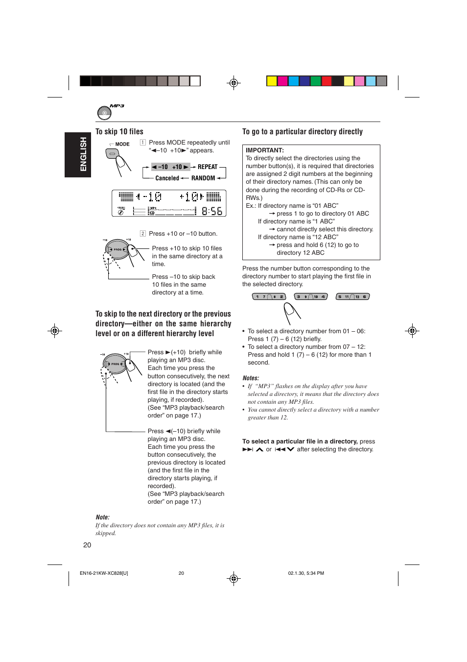 English to go to a particular directory directly | JVC KW-XC828 User Manual | Page 20 / 44