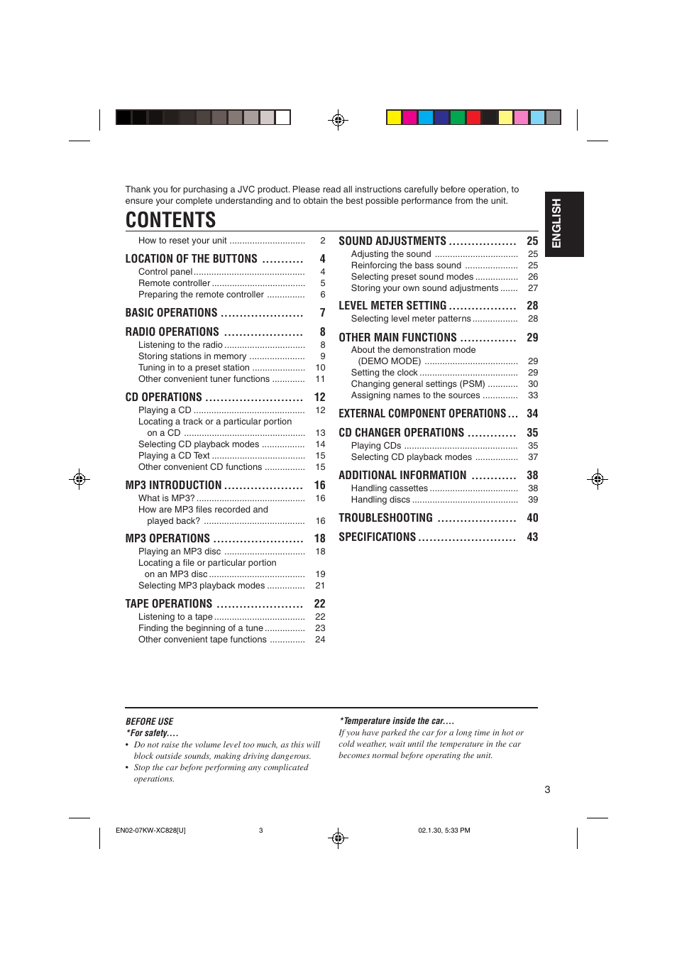 JVC KW-XC828 User Manual | Page 3 / 44