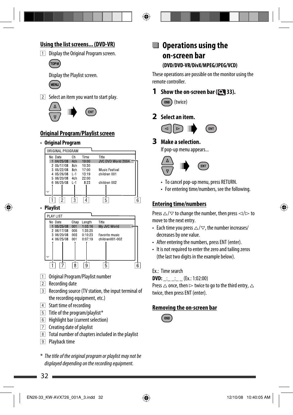 Operations using the on-screen bar | JVC GET0602-001A User Manual | Page 102 / 362