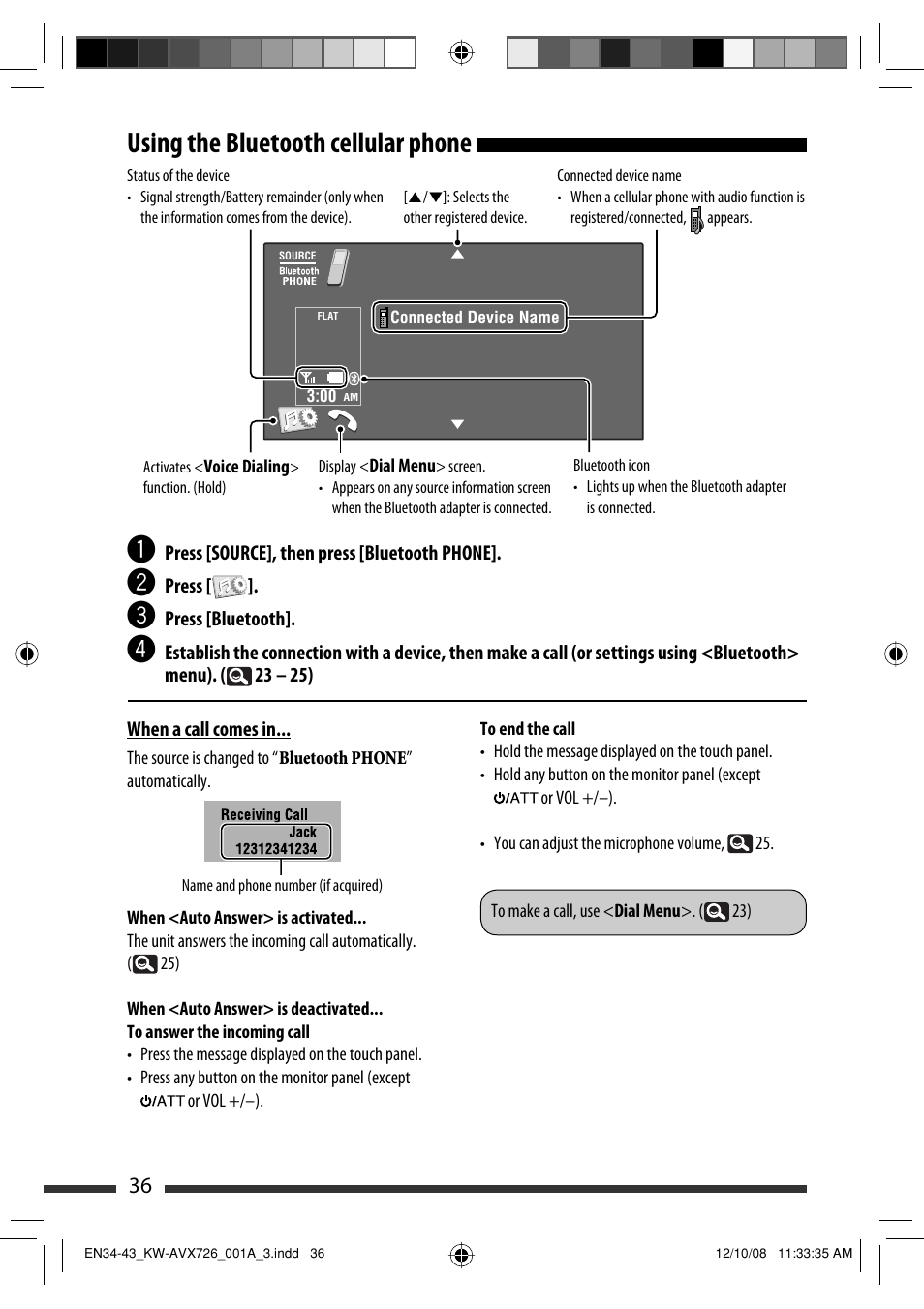 Using the bluetooth cellular phone | JVC GET0602-001A User Manual | Page 106 / 362