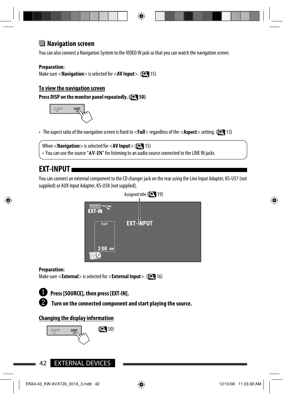 Ext-input, Navigation screen, 42 external devices | JVC GET0602-001A User Manual | Page 112 / 362