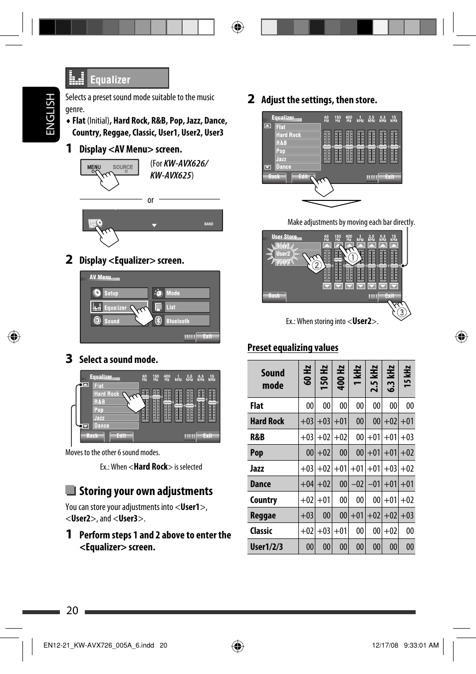 Storing your own adjustments, 20 english | JVC GET0602-001A User Manual | Page 166 / 362