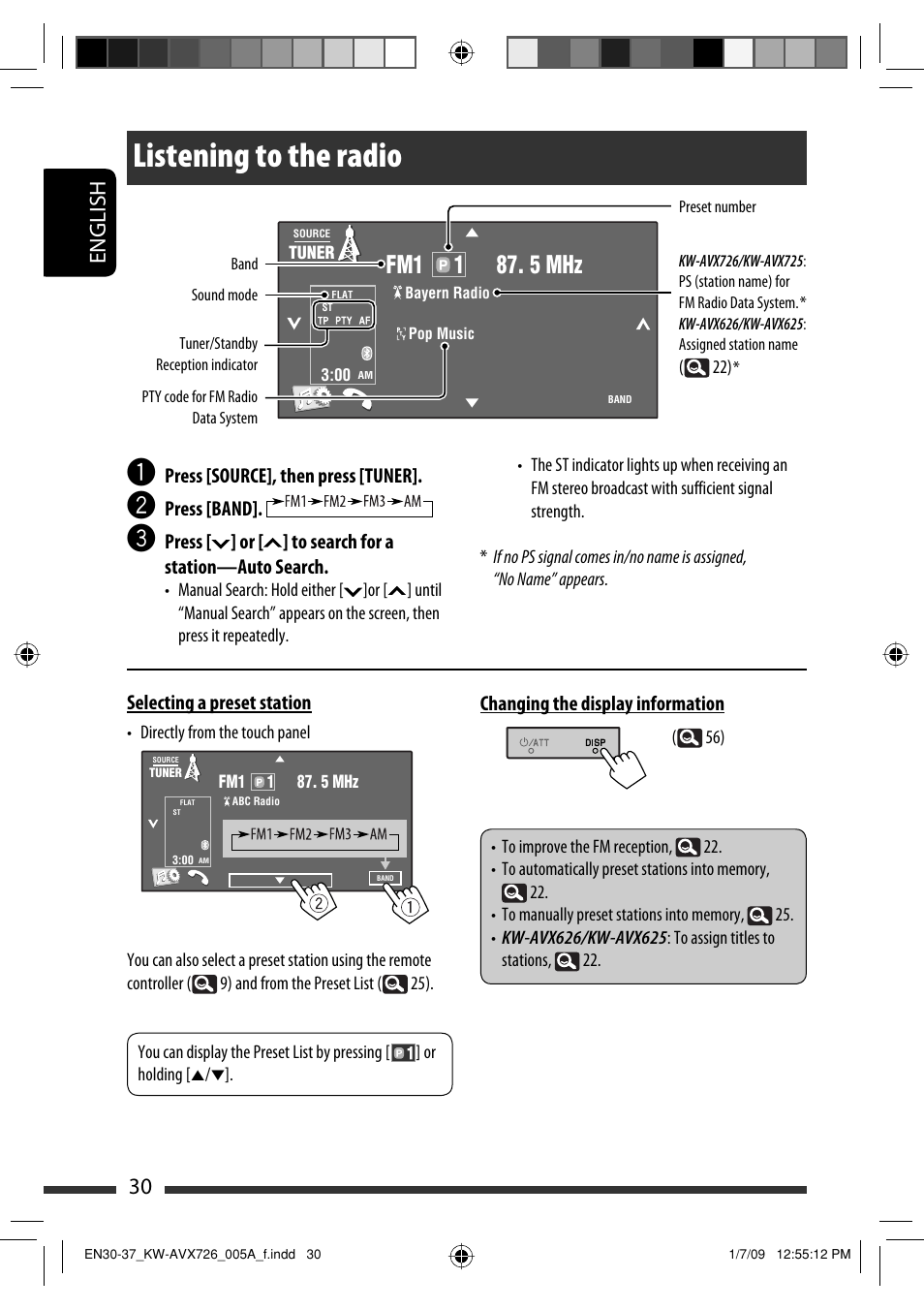 Listening to the radio, 30 english | JVC GET0602-001A User Manual | Page 176 / 362