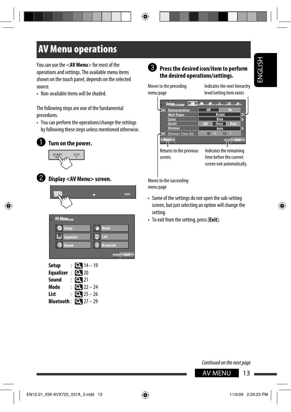 Av menu operations, 13 av menu english | JVC GET0602-001A User Manual | Page 231 / 362