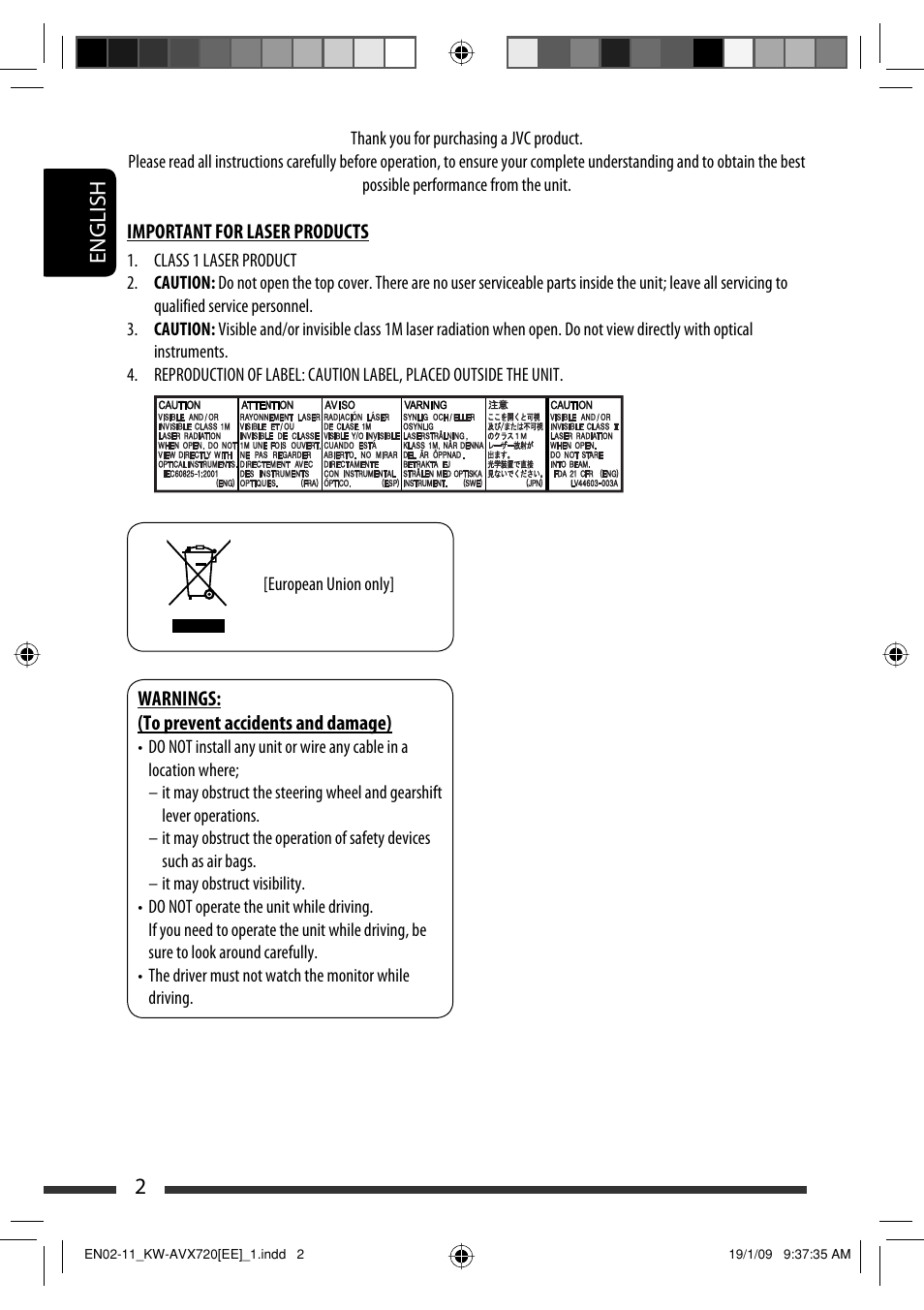 Important for laser products, 2english | JVC GET0602-001A User Manual | Page 292 / 362