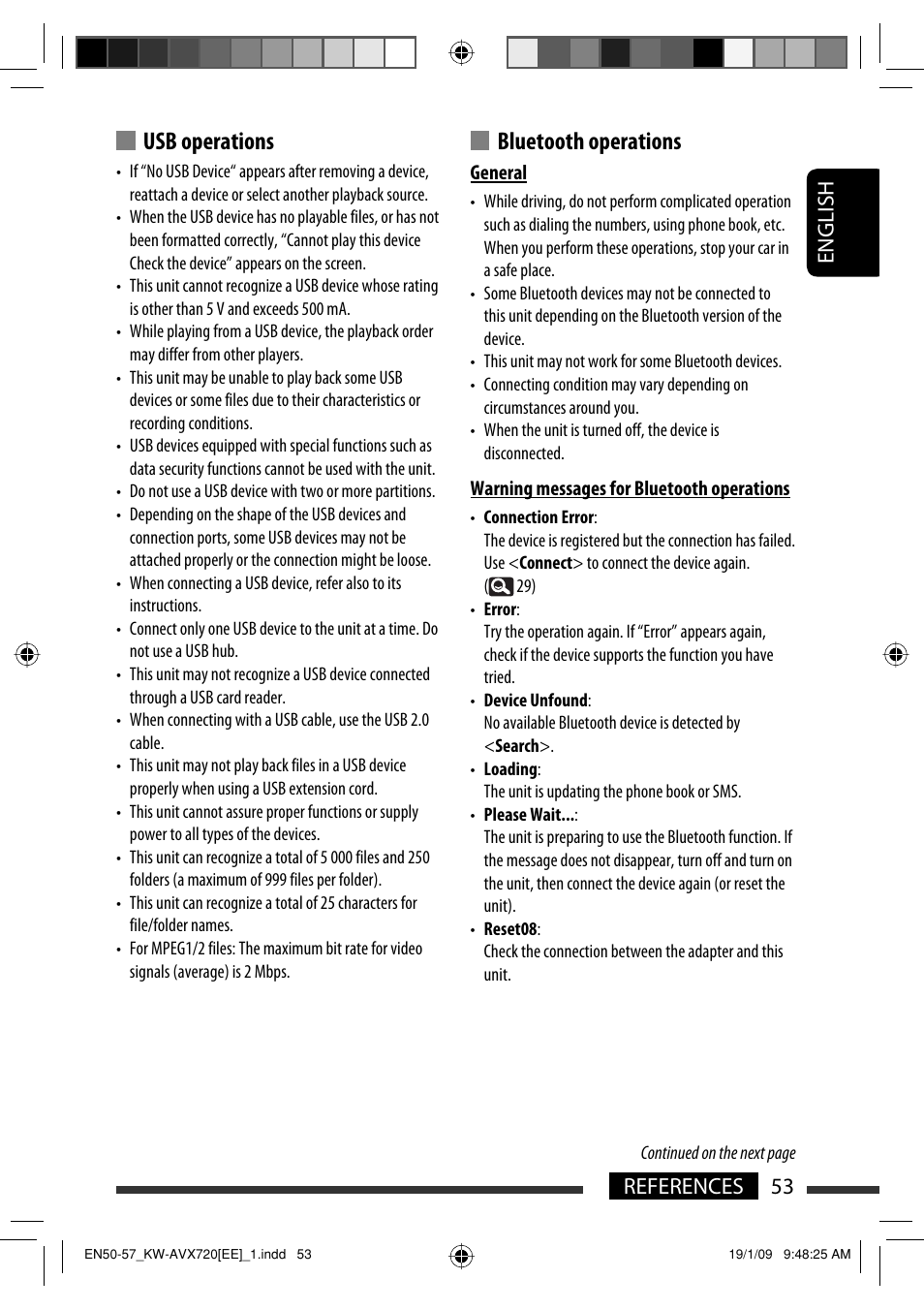 Usb operations, Bluetooth operations, 53 references english | JVC GET0602-001A User Manual | Page 343 / 362